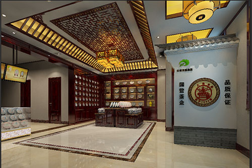 旬阳古朴典雅的中式茶叶店大堂设计效果图