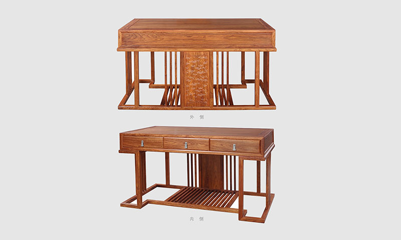 旬阳 别墅中式家居书房装修实木书桌效果图